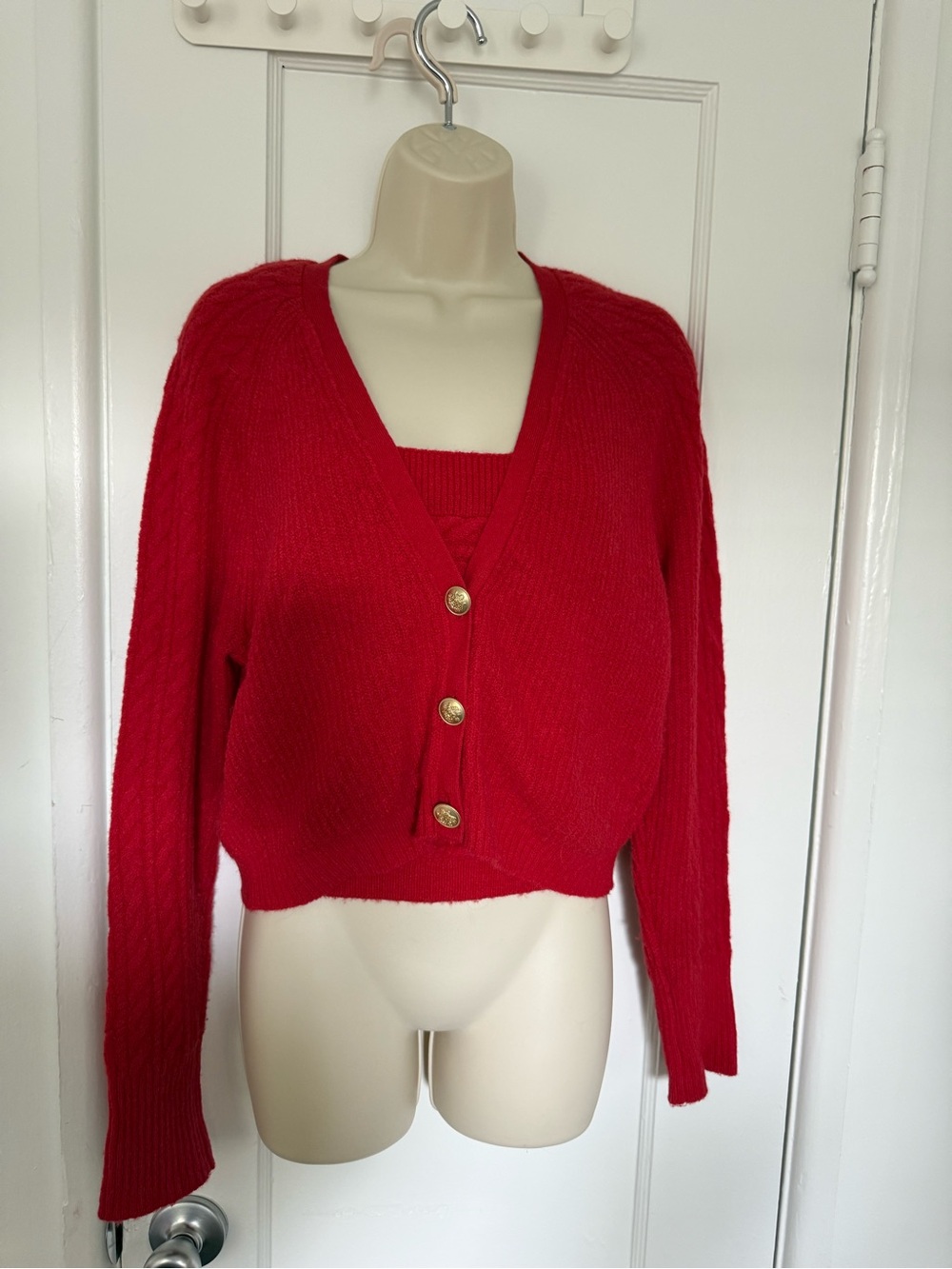 J.Crew Supersoft cropped cable knit sweater tank set